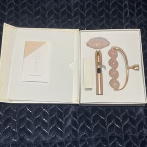 Monat Press & De-stress Rose Quartz Massaging Roller Face Body USB Rechargeable